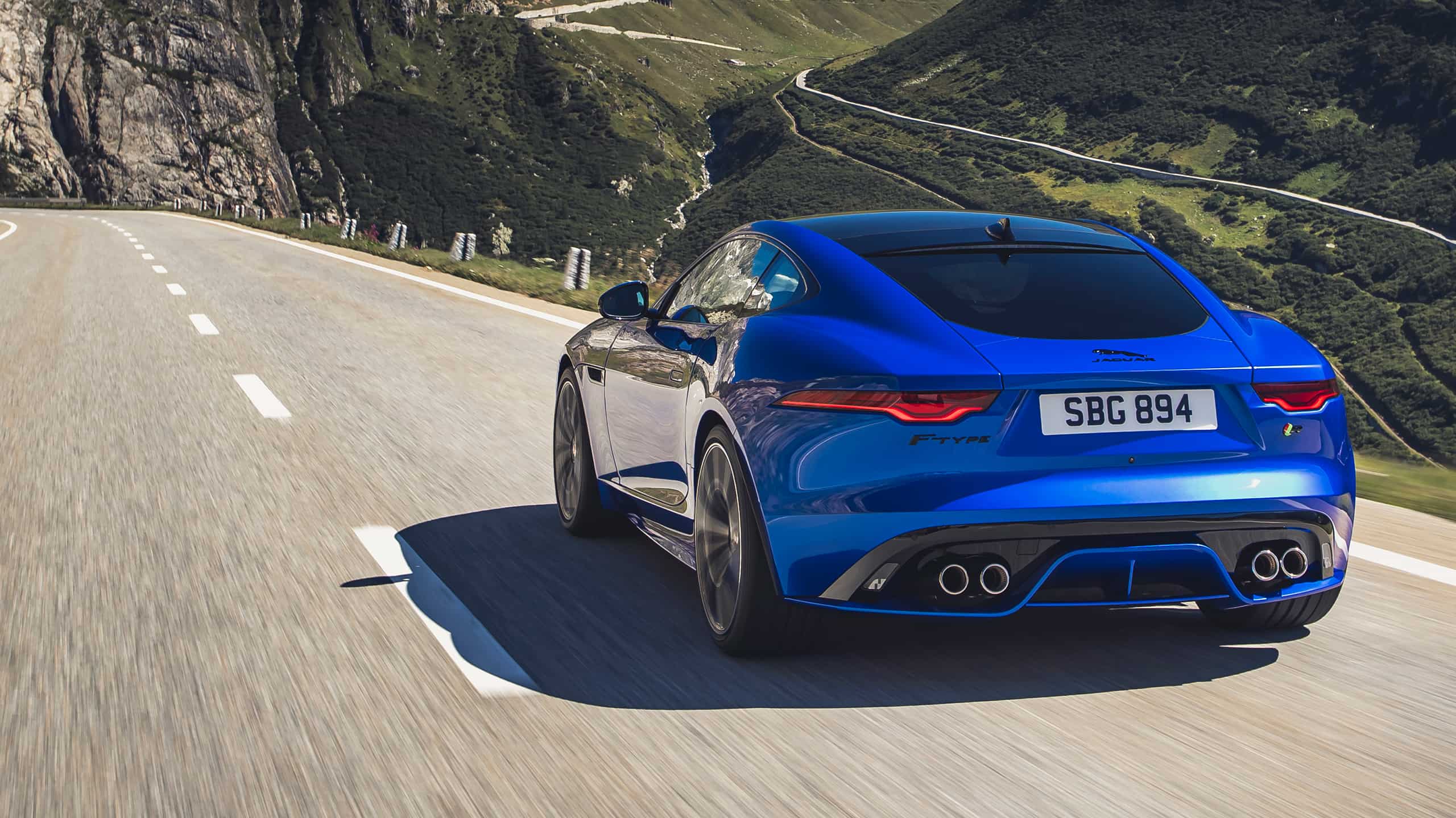 Jaguar F-TYPE moving on a Hilly Road